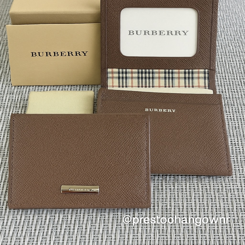 Burberry Brown Saffiano Leather Card Holder Wallet Brand New